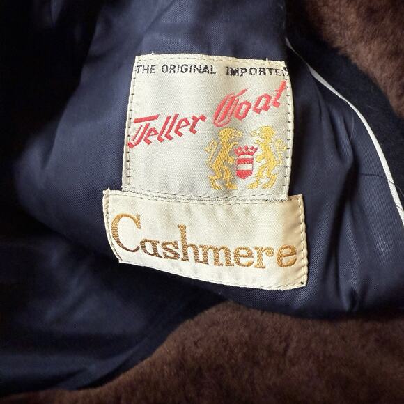 1970s Teller Cashmere Overcoat w/ Fur Shawl Collar Hungary 44 - Picture 8 of 9